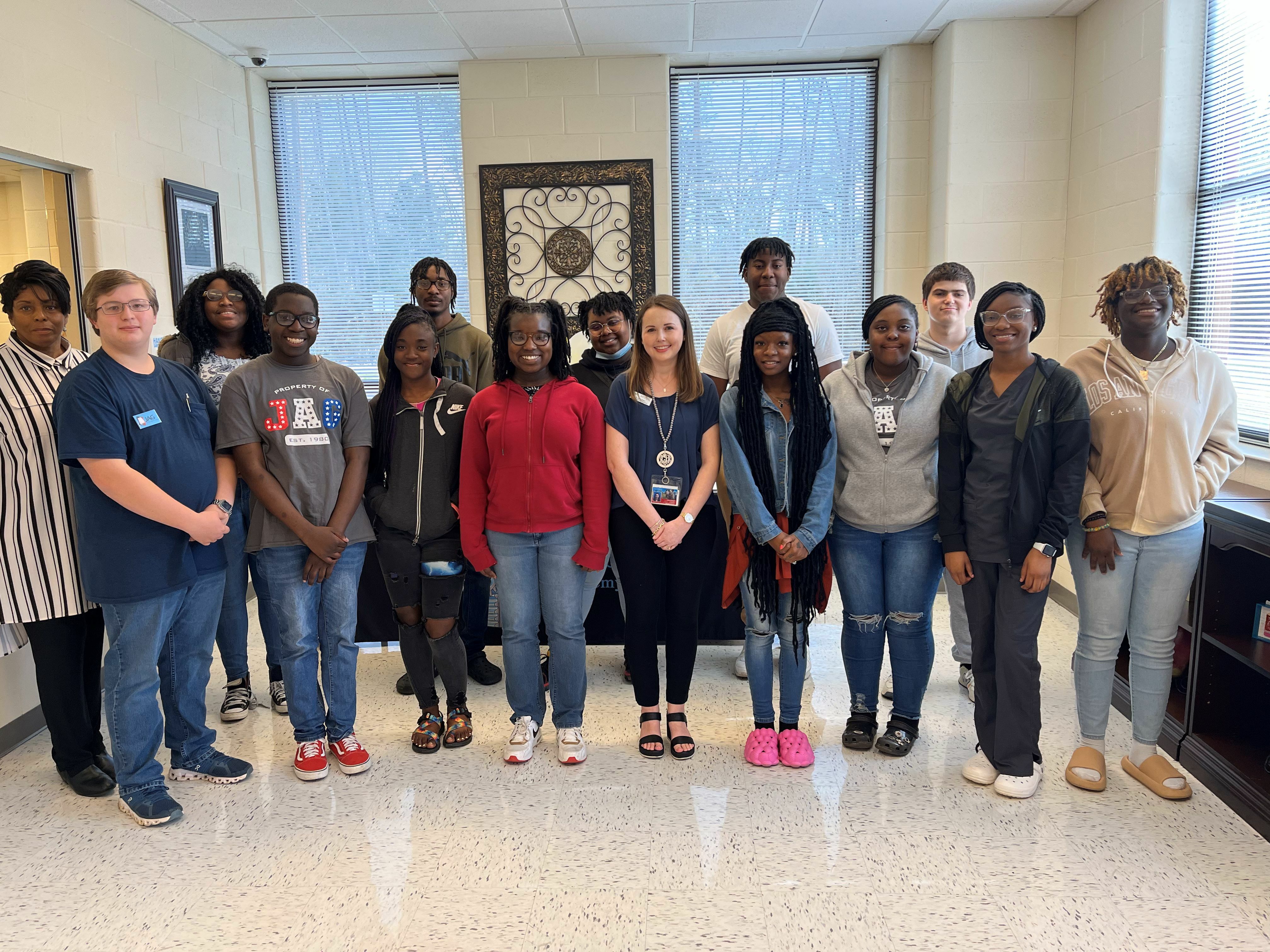 Dr. Annah Rogers (center) with JAG Students from Hale County and Greensboro High Schools