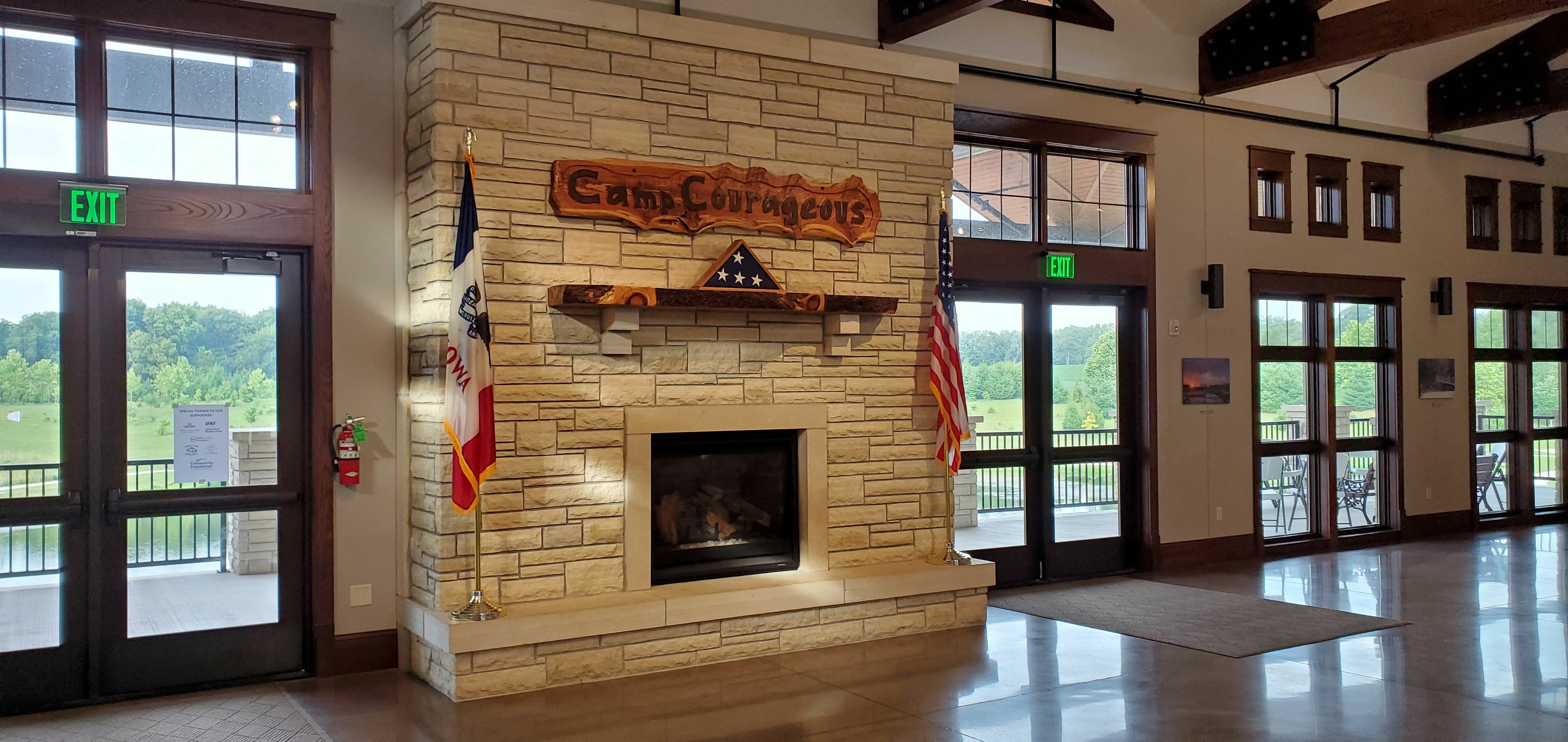 A grand fireplace welcoming attendees to the Retreat.