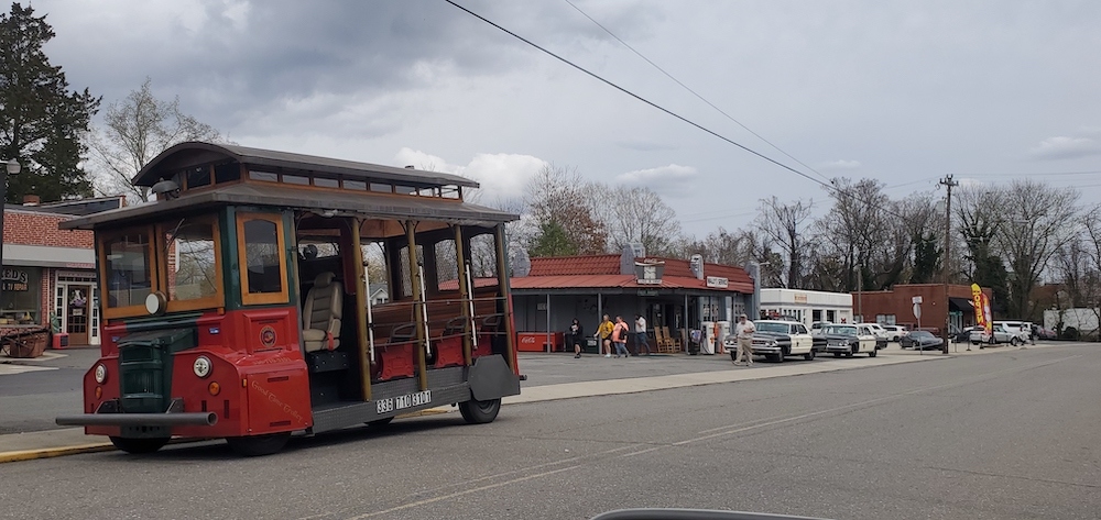 Trolley running through Chasity's hometown